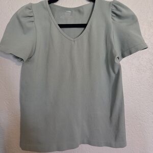 Only Silver Fitted Blouse with Puffed Short Sleeves